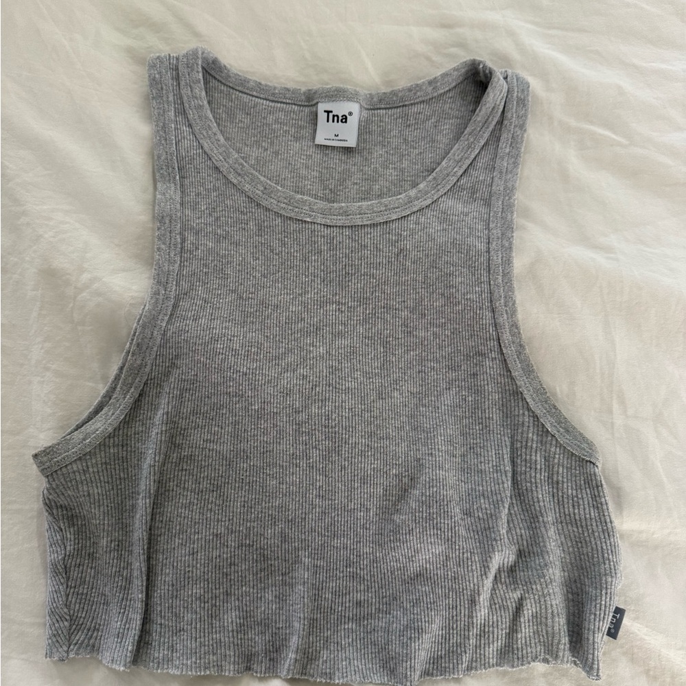 TNA Heather Gray Ribbed Top